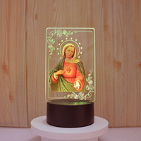 Lampe de nuit 3D LED à 7 couleurs, lampe de nuit en acrylique, cadeau chrétien, lampe de nuit en acrylique avec impression UV