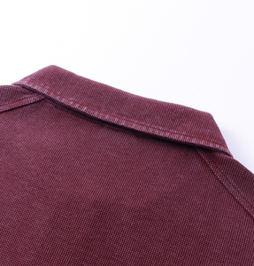 قميص بولو رجالي عالي الجودة بأكمام قصيرة بتصميم عتيق من نسيج الوافل المغسول بالحمض بسحاب ربعي 325G للارتداء الصيفي - Product Image 5