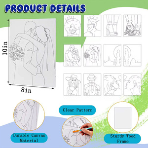 8X10 pouces coton pré imprimé <span class=keywords><strong>toile</strong></span> peinture pré dessiné étiré contour <span class=keywords><strong>toile</strong></span> peinture planches pour adulte siroter et peinture <span class=keywords><strong>toile</strong></span> - Product Image 2