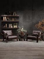 Fauteuil lounge en cuir noir de style mid-century avec structure en bois de noyer, fauteuil d'appoint monoplace, mobilier de salon pour la maison ou le bureau