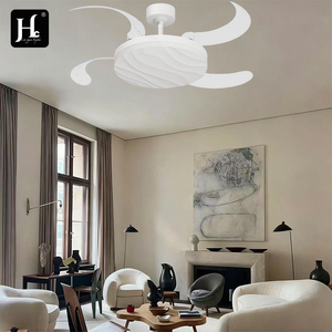 Y363 white retractable LED fan <b>light</b> 42 inch <b>ceiling</b> fan with <b>light</b> and <b>remote</b> <b>control</b> invisible indoor LED fan <b>light</b> - Product Image 6