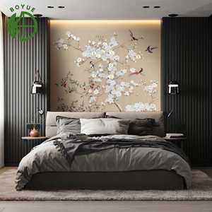 Papel Tapiz de Lujo Personalizado, Impermeable, con Bordado Floral Chinoiserie, Paneles de <span class=keywords><strong>Pared</strong></span> No Autoadhesivos para Dormitorio - Product Image 5