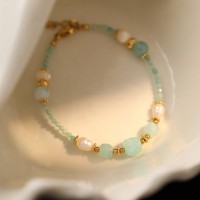 Bracelet en perles de pierre naturelle et de perles d'eau douce pour femmes, bijoux élégants et accessoires de mode, fournisseur en gros
