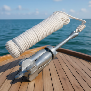 Ancre pliante à grappin 8,8 lb avec corde, ancre de bateau argentée pour usage maritime - Product Image 2