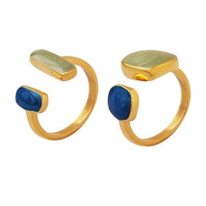 Handmade <b>Titanium</b> Steel Ins Enamel <b>Ring</b> Classic British Fashion Socialite Opening Oil Dripping Tail Party Geometry Inlay - Product Image 4