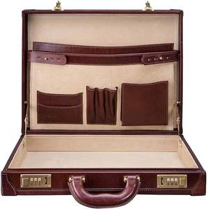 ヴィンテージシンプルイタリアンスタイルハンドメイドレザーブリーフケースバッグハードマネージャーブリーフケース - Product Image 4