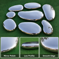Sculpture ovale abstraite en acier inoxydable poli effet miroir pour décoration extérieure de jardin et de prairie