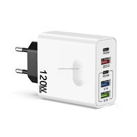 Chargeur USB-C 120W 5 ports avec prise EU/US, charge rapide super rapide, chargeur de téléphone portable USB-C 120W Type C pour Xiaomi/Samsung