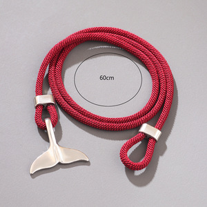 Pulsera con diseño de cola de ballena, 60 cm, cuerda roja, chapado en plata, regalo de joyería unisex - Product Image 1