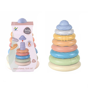 Jouet d'empilage en forme <span class=keywords><strong>de</strong></span> biberon arc-en-ciel <span class=keywords><strong>avec</strong></span> paille, en ABS, pour l'éveil et le développement cognitif, jouet <span class=keywords><strong>de</strong></span> <span class=keywords><strong>bain</strong></span> éducatif à presser - Product Image 1