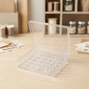 Caja para Bobinas DK-501-1 para 25 Bobinas |   Caja de Plástico Transparente con 16 Compartimentos, Tapa con Bisagras, Estuche de Almacenamiento Rectangular con Tapa - Product Image 3