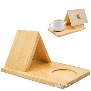 Wooden triangular <b>bookshelf</b> with cup holder, wooden triangular bookmark tabletop, wooden reading shelf, wooden page rack - Product Image 5