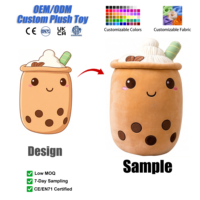 Peluche personnalisée mignonne Thé au lait Kawaii Boba, Peluche Tasse de Bubble Tea, Décoration de chambre, Vente en gros, OEM personnalisé