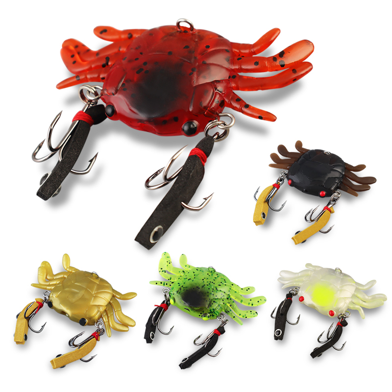 Lot De 4 Leurres Souples Crabe – Appât Coulant Pour Pêche En Eau Salée (neufs)
