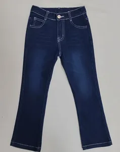 Yiwu yawoo abbigliamento pre-ordina no moq jeans vintage blu per bambini pantaloni dritti per ragazze jeans denim per bambini