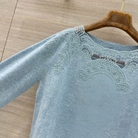 Pull en dentelle à manches longues pour femmes de haute qualité, couleur unie, style décontracté et confortable pour l'automne et l'hiver