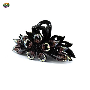 أزياء المرأة الفاخرة الحلي الشعر بلينغ حجر الراين زهرة أجوف الزهور مشبك القرش للشعر - Product Image 5