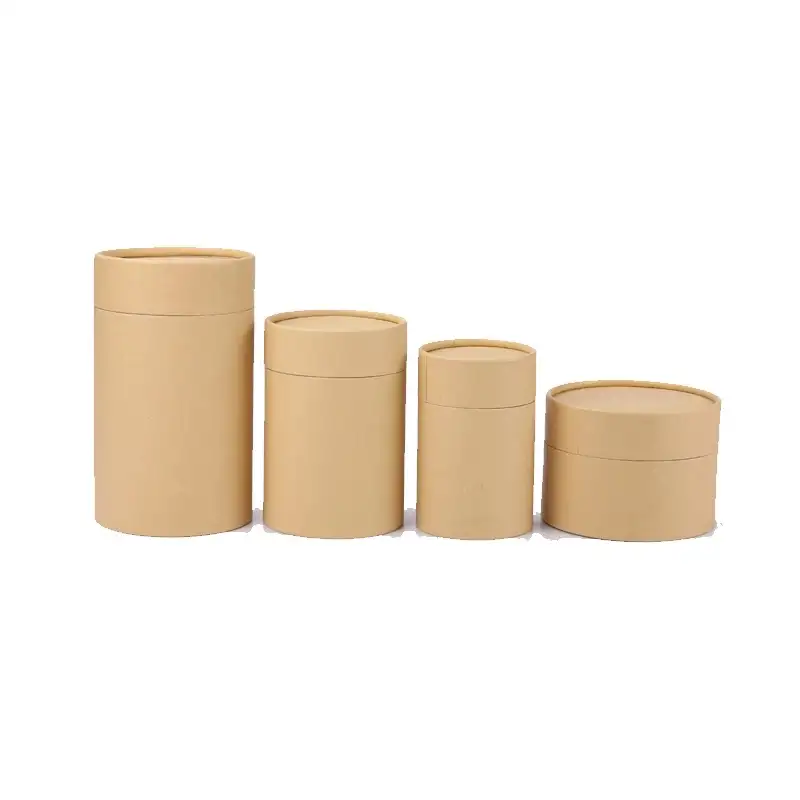 Caja de contenedor de té y café de cilindro redondo, tubo de papel Kraft Biodegradable, tubos de embalaje de cartón