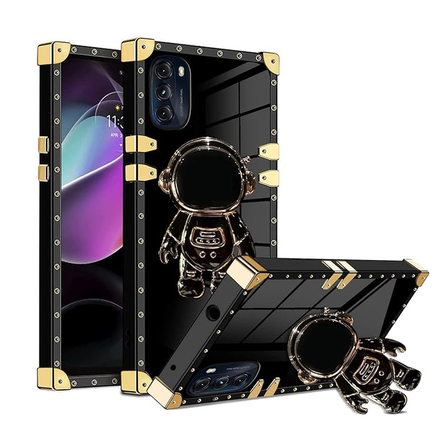 Astronaut Hidden Stand Phone Case for Moto Razr 50/40 G Stylus 5G/6D Spaceman Cartoon Shockproof TPU Protective Cover Free