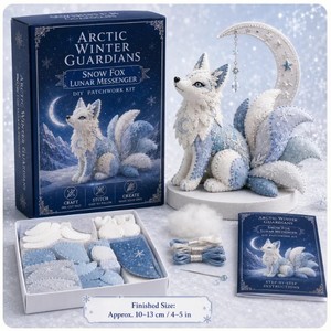 Kit de patchwork DIY Renard des neiges Gardeurs d'hiver de l'Arctique, ensemble de couture artisanal fait main, kit DIY mignon, cadeau d'artisanat artistique pour les fêtes de Noël - Product Image 1