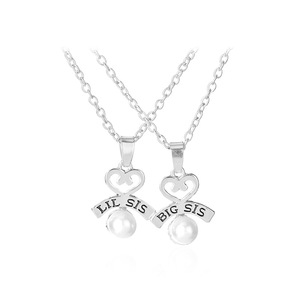 DS Little Big Sister Fashion Collier à pendentif en or et argent avec perle creuse Collier élégant et élégant pour femmes - Product Image 6