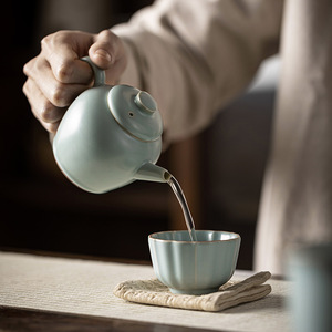 Ru Ware Sky Blue Teapot Porcelain Round With Lid For Kung Fu <b>Tea</b> <b>Set</b> - Product Image 3