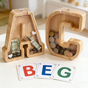 กระปุกออมสินไม้ไผ่ขนาด9 "ขนาดใหญ่สำหรับเด็กกระปุกออมสินทำจากไม้ - Product Image 1