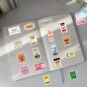 50pcs/<strong>bag</strong> Retro Traffic Stub Stickers Custom logo Waterproof Journal Sticker <strong>Laptop</strong> Wall Decorative PVC air Ticket Stickers Book - Product Image 2