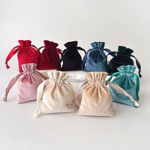 Sac à cordon en velours élastique, pochette de luxe pour bijoux, sac cadeau en velours extensible doux pour collier, bague, bracelet, emballage personnalisé avec logo - Product Image 6