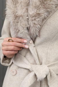 Autumn Winter New Woolen <strong>Coat</strong> for <strong>Women</strong> Medium Long Korean Version Single-Sided Fox <strong>Fur</strong> Collar Button Single-Sided Woolen - Product Image 6
