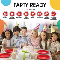 Assiettes en plastique rouge solides pour fournitures de fête, assiettes jetables rouges de 10 pouces, vaisselle jetable robuste 350 GSM