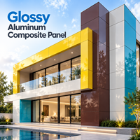 Panneau composite en aluminium brillant de 1220x2440 mm bleu pour panneaux muraux découpés sur mesure