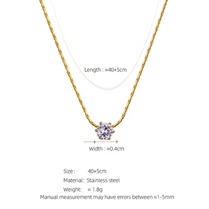 Elegante Collar Coreano de Acero Inoxidable con Colgante, Collar de Moda con Diamante de Laboratorio en Oro Sólido de 14K para Mujeres y Niñas - Product Image 6