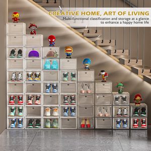 Caja de zapatos de acrílico de plástico transparente Puerta magnética apilable Zapatillas de deporte de alta calidad Caja de plástico plegable - Product Image 2