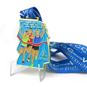 Desain eksklusif disesuaikan penghargaan logam Filipina 5K 10K 25K medali penghargaan maraton medali olahraga dengan pita