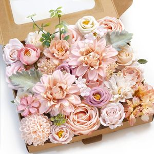 Caja de Flores Artificiales Late Elm, Ramo de Rosas y Peonías de Seda y Poliéster, Decoración para Bodas y Hogar, Set de Regalo - Product Image 3