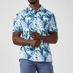 Camisas hawaianas personalizadas de rayón de algodón de alta calidad, camisa de playa con botones para hombre de rayón de algodón de verano por sublimación para hombre, hawaiana - Product Image 1