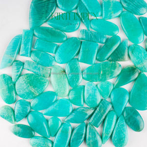 Cabochons ovales plats en amazonite verte naturelle certifiée Kirti Impex, pierres semi-précieuses en vrac pour la création de bijoux DIY - Product Image 3