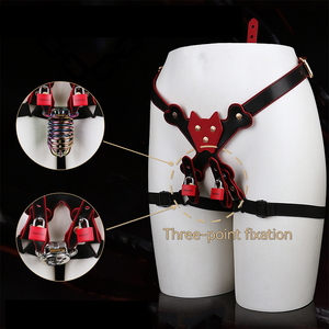Harnais de chasteté triangulaire verrouillable avec verrouillage du pénis, bondage du pénis masculin, jeu BDSM, chasteté en cuir, peut être associé à un plug anal. - Product Image 1