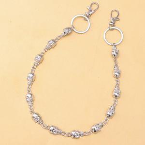 Chaîne de taille Crâne pour Hommes, Style Hip Hop en Argent Tibétain, Chaîne de Ceinture en Métal, Décoration Décontractée pour Pantalon, Design Squelette Simple Couche - Product Image 3