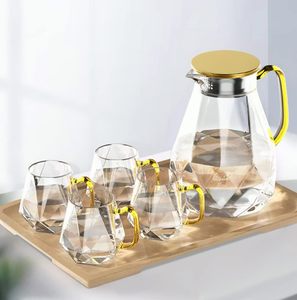 Bouilloire en verre borosilicate au design moderne en forme de diamant avec couvercle et poignée, écologique, capacité de 1 L pour usage domestique - Product Image 2