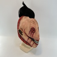Masque de monstre Halloween Horreur Bouche de Poisson Fendue en Latex, Effet Sanglant et Souriant, pour Fête Déguisée, Accessoire de Déguisement