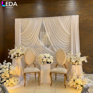 ผ้าม่านฉากหลังสีขาวทรงสี่เหลี่ยมสำหรับงานในร่ม LEDA Elegant ผ้าม่านผ้าไหมนมสำหรับงานแต่งงาน - Product Image 4