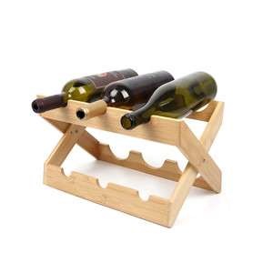 Estante para vinos de bambú con rejilla, estante plegable en forma de X para exhibir botellas de vino, estante plano para almacenamiento de vinos - Product Image 2