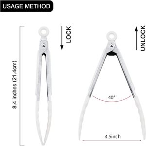 Pince alimentaire en silicone de qualité alimentaire pour cuisine, pain, steak, salade, pince de barbecue durable, 2 pinces de cuisson robustes à verrouillage pour grillades - Product Image 2
