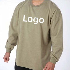 เสื้อยืดแขนยาวผู้ชายคุณภาพสูง เสื้อผ้ากีฬาออกกำลังกาย เสื้อยืดสั่งทำพิเศษ ทรงโอเวอร์ไซส์ ระบายอากาศได้ดี - Product Image 1