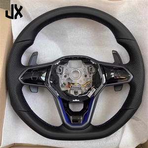 Volant en cuir semi-perforé modifié pour Volkswagen <span class=keywords><strong>VW</strong></span> Golf 7 Mk7 Golf 8 MK8 8R R GTI GTD Jetta Bouton de klaxon - Product Image 6
