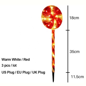 3 pcs/Lot Candy Lollipop Christmas Light Warm White Flashing Garden Pathway Lights Lawn Lamp Xmas Lighting Decoration - Product Image 6