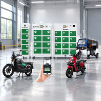 Stasiun Pertukaran Baterai Surya Pintar 12 Slot Kabinet Penggantian Baterai LiFePO4 Dengan Aplikasi Platform Cloud untuk Sepeda Motor Listrik