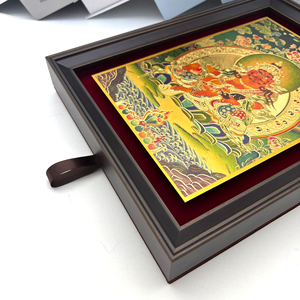 Cadre photo en bois <span class=keywords><strong>foncé</strong></span> avec passe-partout en velours rouge, support de présentation pour art bouddhiste, décoration de bureau et de maison, cadre de table - Product Image 4